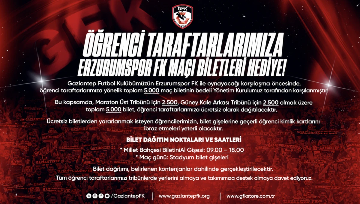 Gaziantep FK'dan &Ouml;ğrencilere 5 Bin &Uuml;cretsiz Bilet