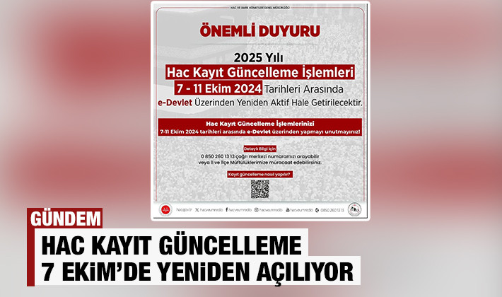 Hac Kayıt Güncelleme 7 Ekim’de Yeniden Açılıyor